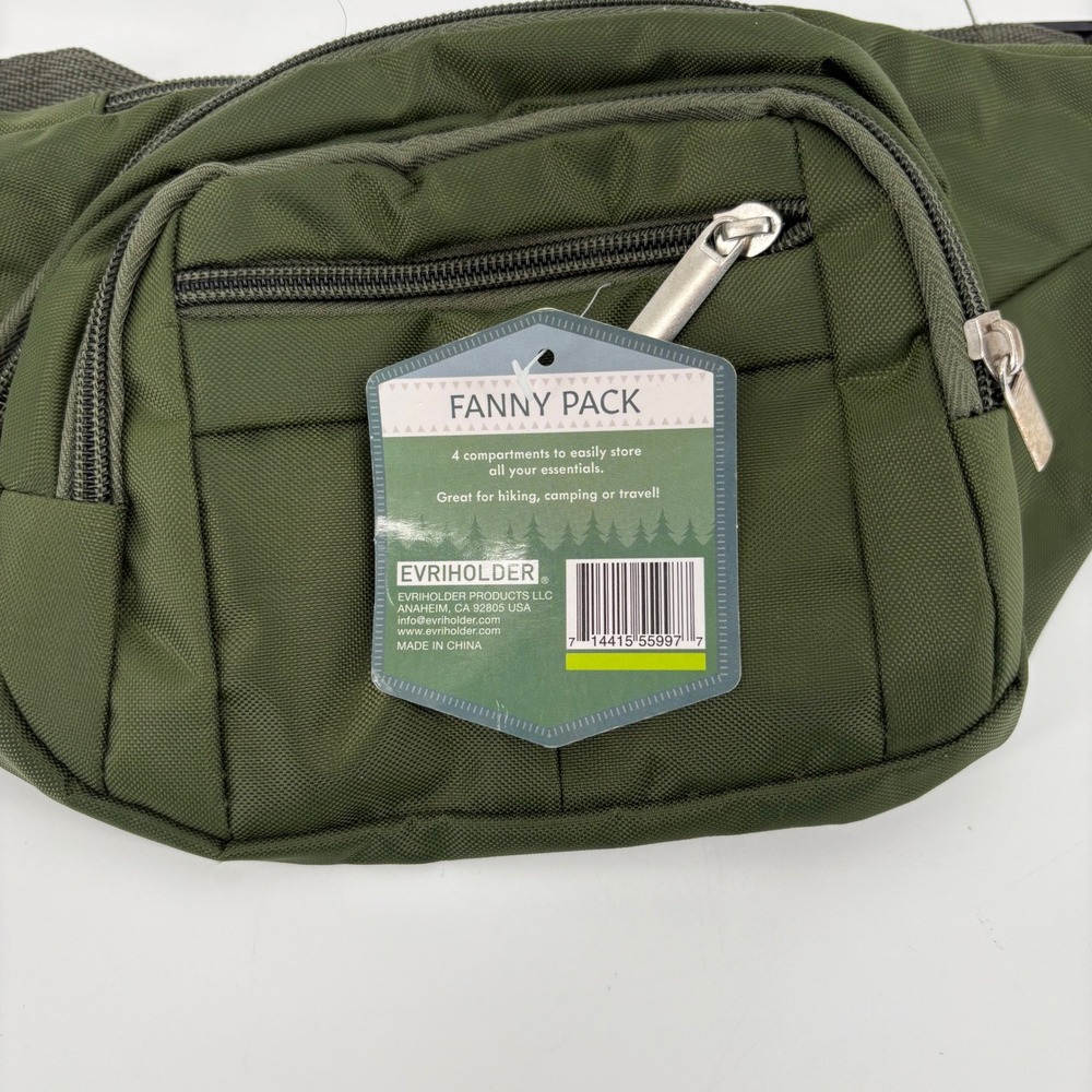 Wanderlust Fanny Pack Green Adjustable Strap Zip Pockets‎ Travel Hiking Bag - Picture 5 of 5